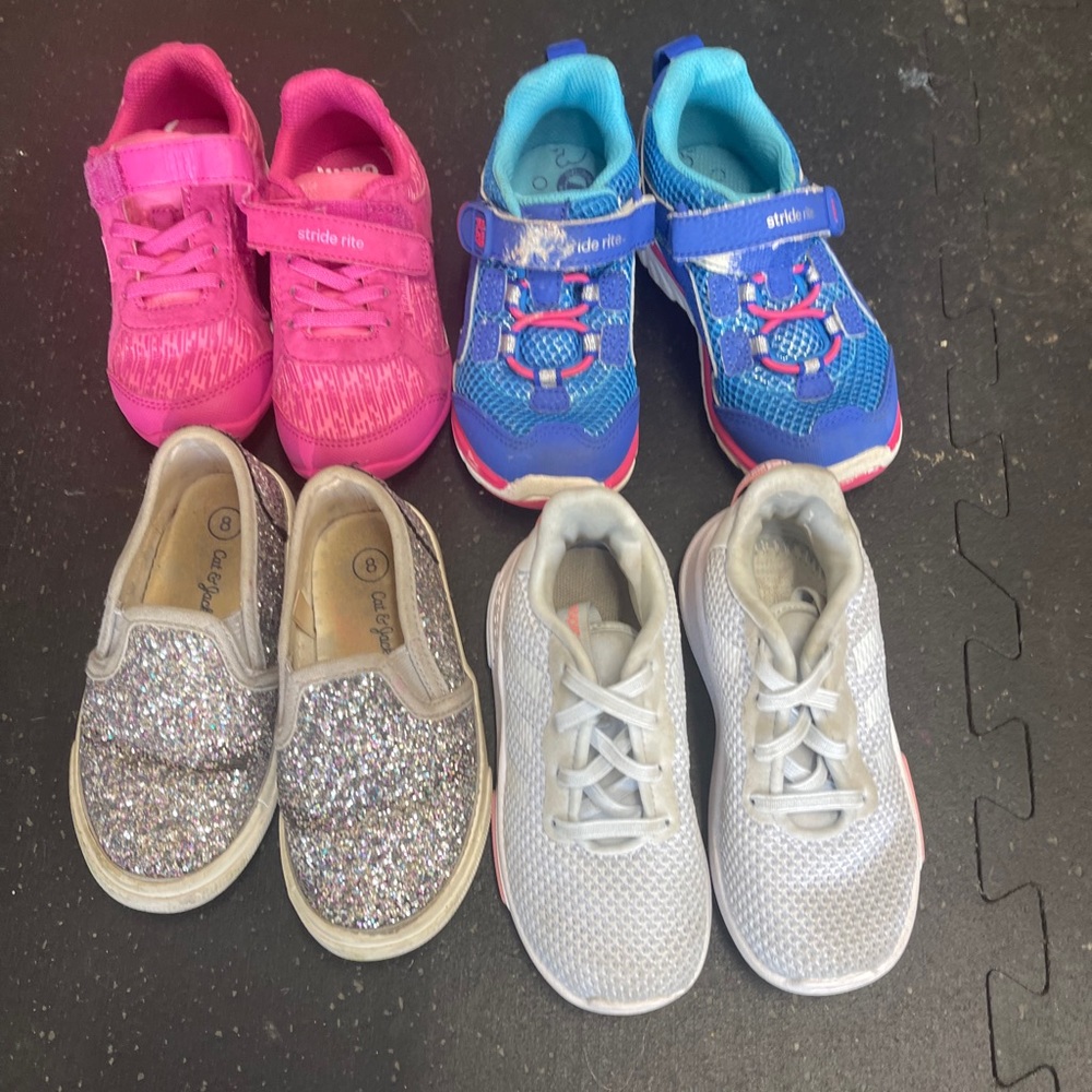 4 pairs of kids size 8 shoes